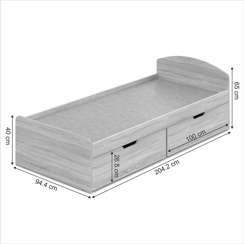 Regan pakoworld bed with drawers in oak shade 90x200cm