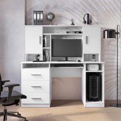 Keldra pakoworld desk with drawers and cabinets in white color 140x59.8x142.2cm