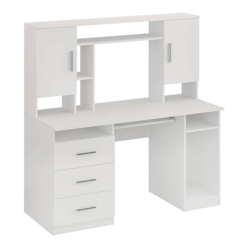 Keldra pakoworld desk with drawers and cabinets in white color 140x59.8x142.2cm