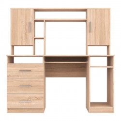 Keldra pakoworld desk with drawers and cabinets in sonoma color 140x59.8x142.2cm