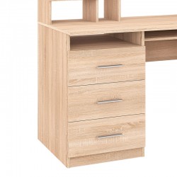 Keldra pakoworld desk with drawers and cabinets in sonoma color 140x59.8x142.2cm