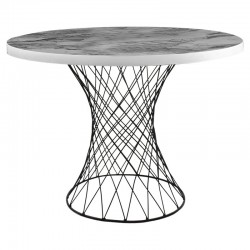 Dining table Roter pakoworld metal black-white marble D90x75cm