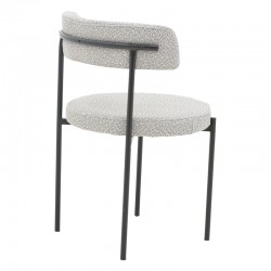 Chair Crochie pakoworld grey teddy fabric-black metal 50x50x77.5cm