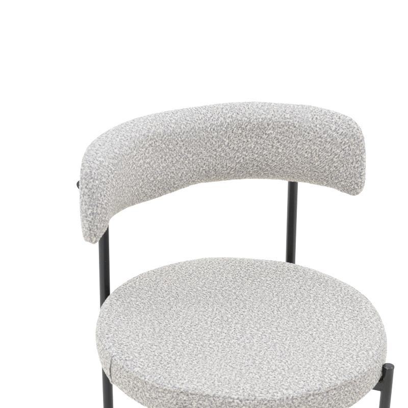 Chair Crochie pakoworld grey teddy fabric-black metal 50x50x77.5cm