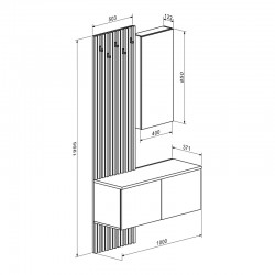 Entrance furniture Arika pakoworld white-sonoma 100x37x199.5cm