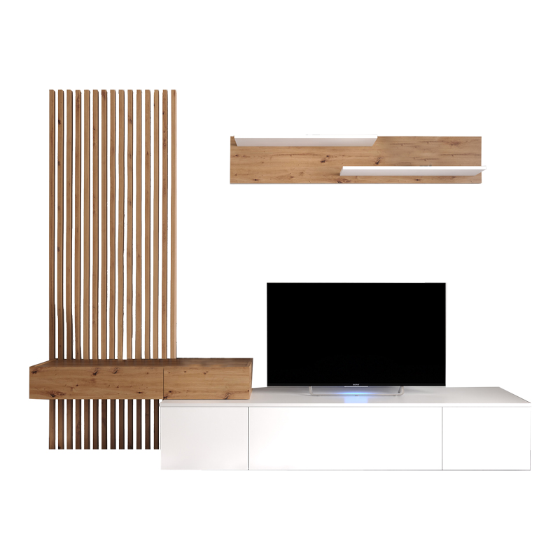 Litende pakoworld sonoma-white melamine living room set 210x42x199.5cm