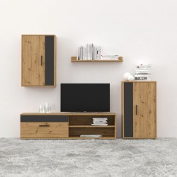 Zarifa pakoworld oak-black melamine living room set 190x35x190cm