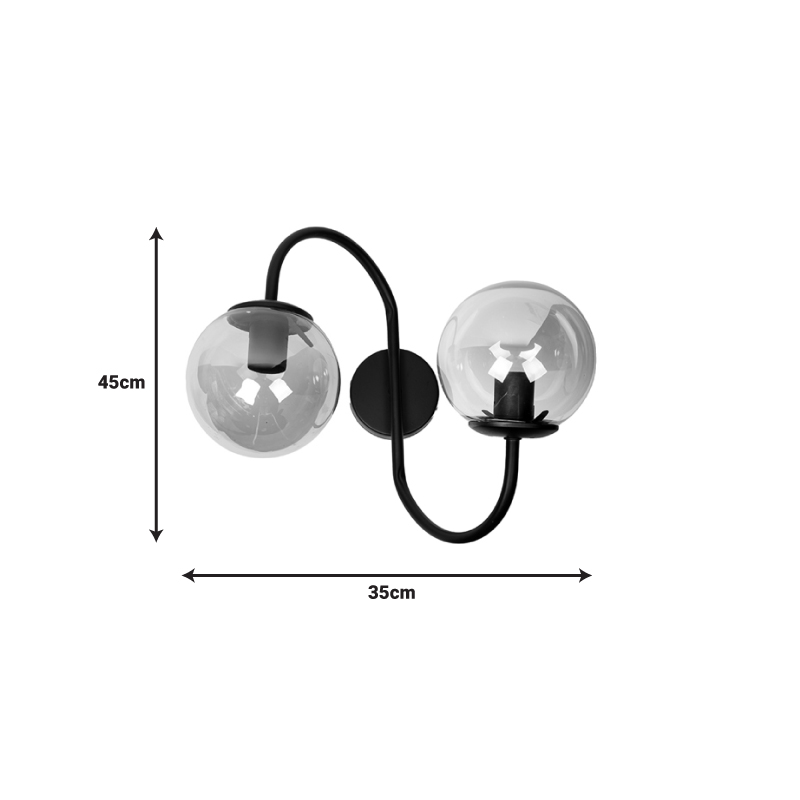 Φωτιστικό τοίχου δίφωτο-απλίκα Verco pakoworld E27 μαύρο μέταλλο Φ35x45εκ