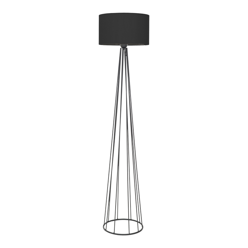 Floor lamp Florencia pakoworld Ε27 black fabric-metal D40x125cm