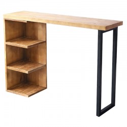 Table Bar Collins pakoworld natural pine wood 35mm natural- black 139x29x90cm