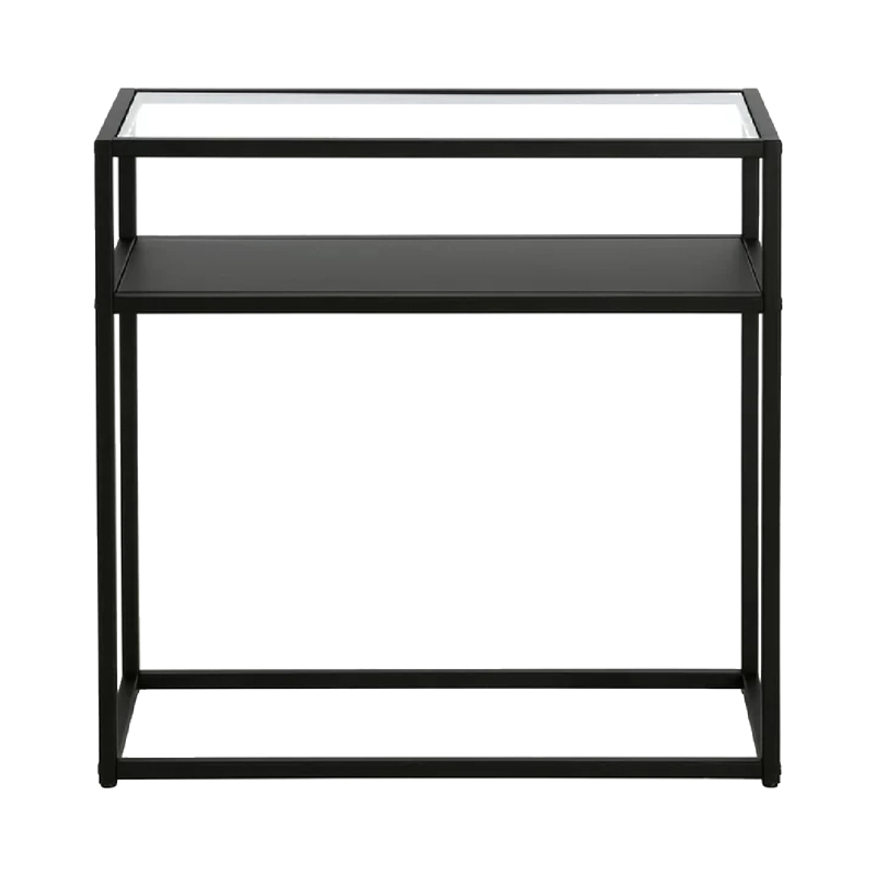 Side table Levian pakoworld black metal-glass 60x25x60cm