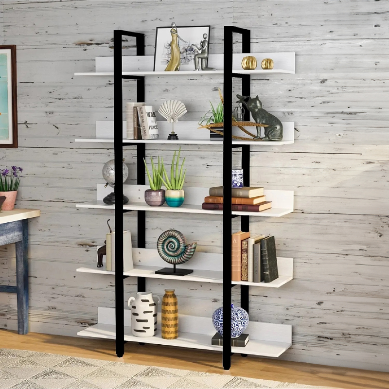 Bookcase Almond pakoworld white-black 119x27x185cm