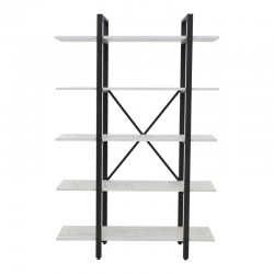 Bookcase Esthon pakoworld melamine in white marble and black metal 120x28x180cm