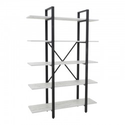 Bookcase Esthon pakoworld melamine in white marble and black metal 120x28x180cm