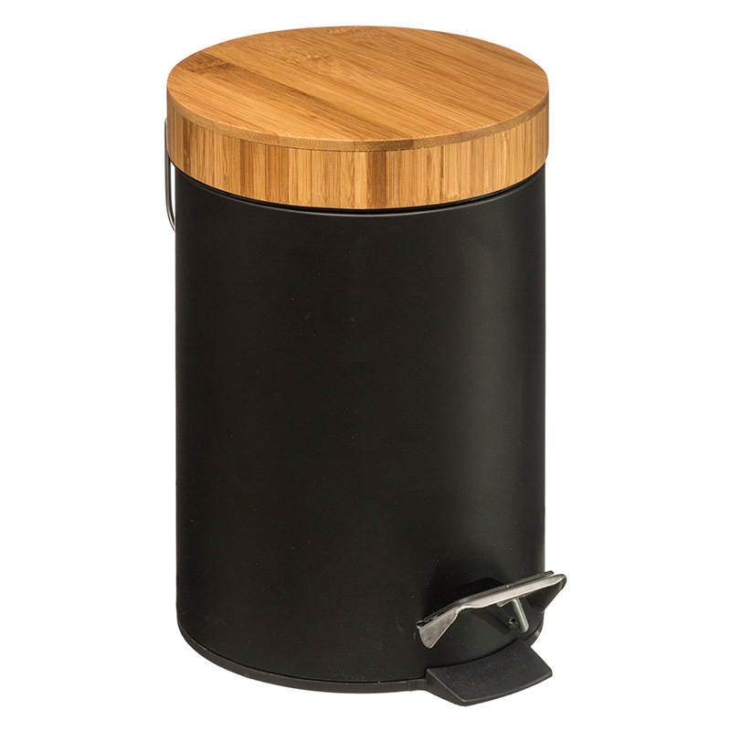 Trash bin 3L Dustbin pakoworld metal-pp black-oak