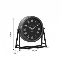 Επιτραπέζιο ρολόι Clocky pakoworld μαύρο-χρυσό μέταλλο-mdf 26.5x7x26.5εκ