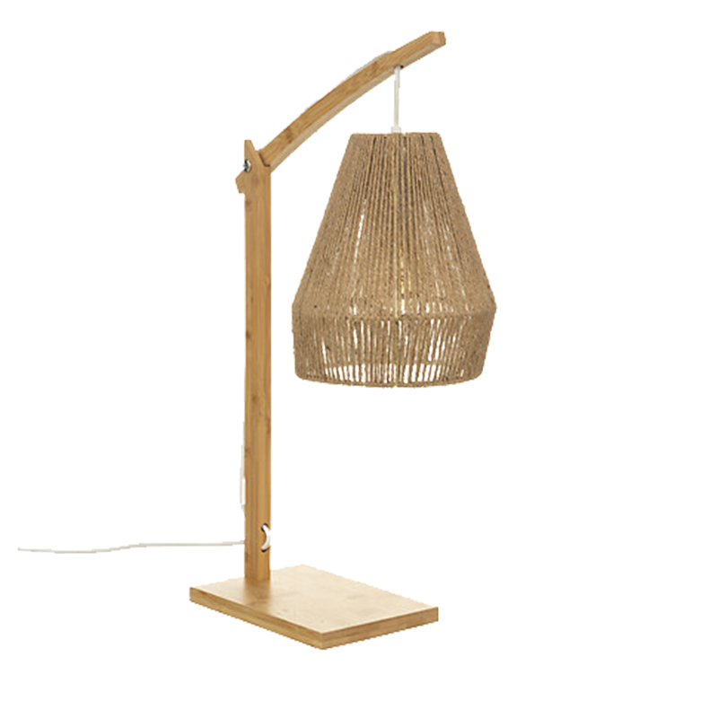 Table lamp Sean pakoworld E27 40W bamboo in beige shade 32.5x18x56cm