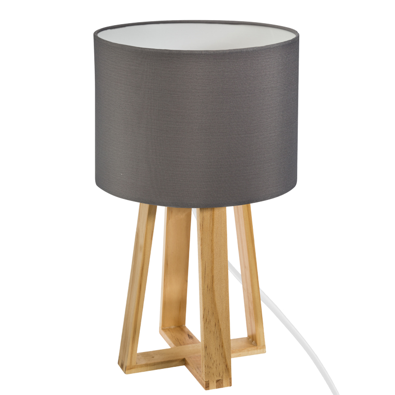 Table lamp Kressou pakoworld pine wood in grey color D20x34.5cm