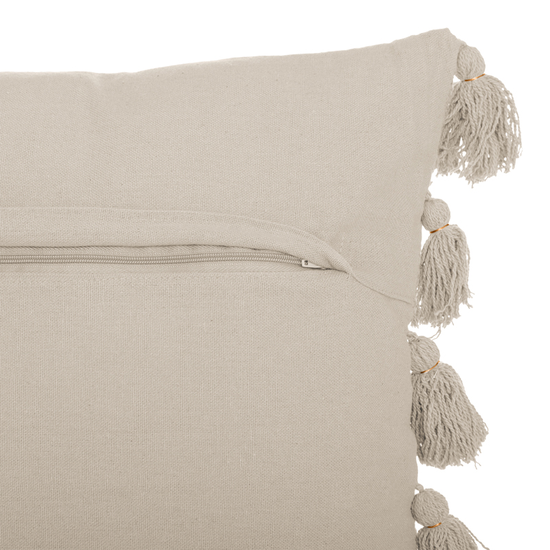 Deco cushion with fringes Erden pakoworld in ivory color 50x50cm