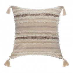 Deco cushion with fringes Polat pakoworld in beige color 59x59cm