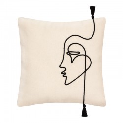 Deco cushion with fringes Cuten pakoworld in ivory color 40x40cm