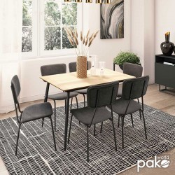 Dining table Shazam-Tania pakoworld 7pcs polymorphic-opening MDF sonoma-dark grey 120-160x80x76cm