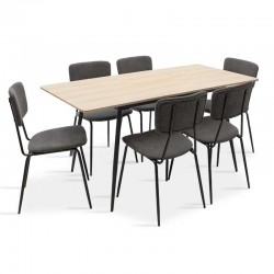 Dining table Shazam-Tania pakoworld 7pcs polymorphic-opening MDF sonoma-dark grey 120-160x80x76cm