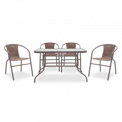 Garden dining table Valor-Obbi set 7pcs pakoworld metal-pe brown