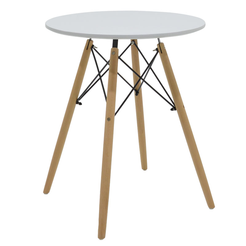 Julita dining table set of 3 pakoworld MDF and beech wood in white-natural shade D60x73cm