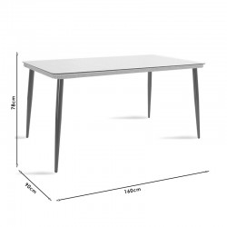 Naoki E pakoworld dining table set of 5 natural rattan-black metal-glass 160x90x78cm