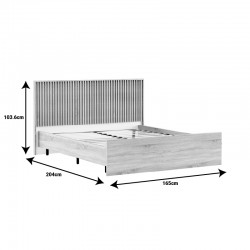 Κρεβάτι διπλό Bruse pakoworld oak-λευκό χρώμα μελαμίνης 160x200εκ