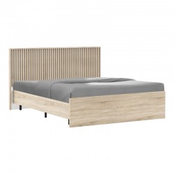 Κρεβάτι διπλό Bruse pakoworld oak-λευκό χρώμα μελαμίνης 160x200εκ
