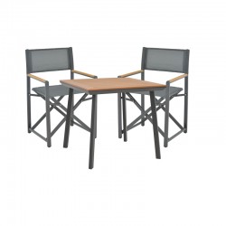 Mabu-Synergy dining table set of 3 pakoworld anthracite aluminum and plywood in natural color 80x80x74cm