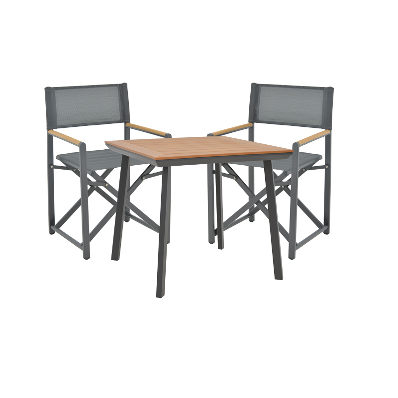 Mabu-Synergy dining table set of 3 pakoworld anthracite aluminum and plywood in natural color 80x80x74cm