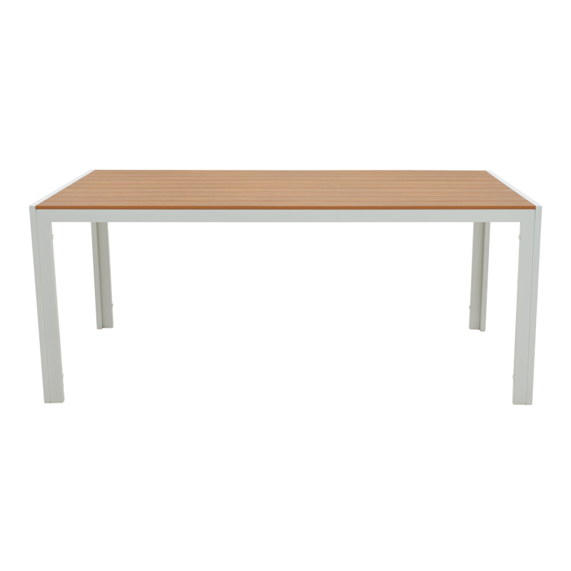 Mabu-Nares dining table set of 7 pakoworld white aluminum and plywood in natural color 180x90x72.5cm