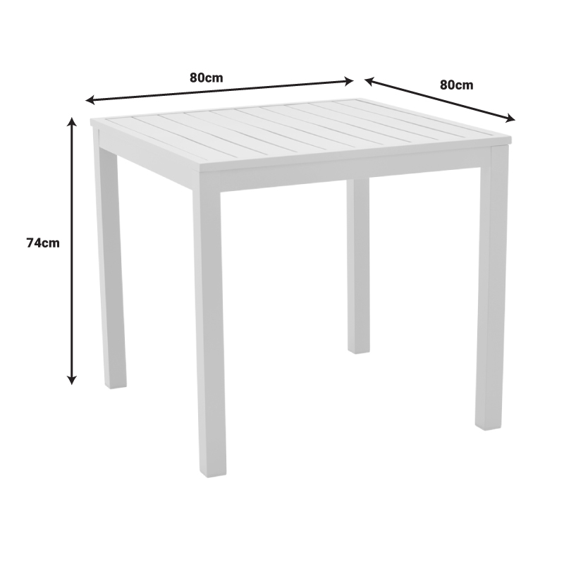Dining table Savor-Kliton set of 5 pakoworld white aluminum and rattan in natural color 80x80x74cm