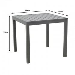 Dining table Moly - Kliton I set of 3 pakoworld anthracite aluminum and textilene in anthracite shade 80x80x74cm