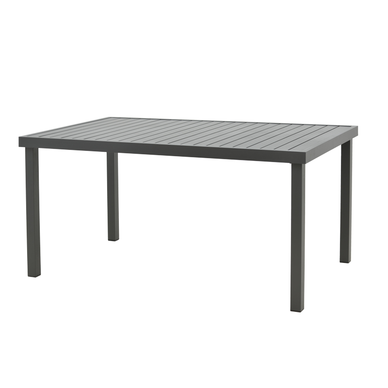 Dining table Vitality-Kliton B set of 7 pakoworld anthracite aluminum and gray plywood 150x80x74cm