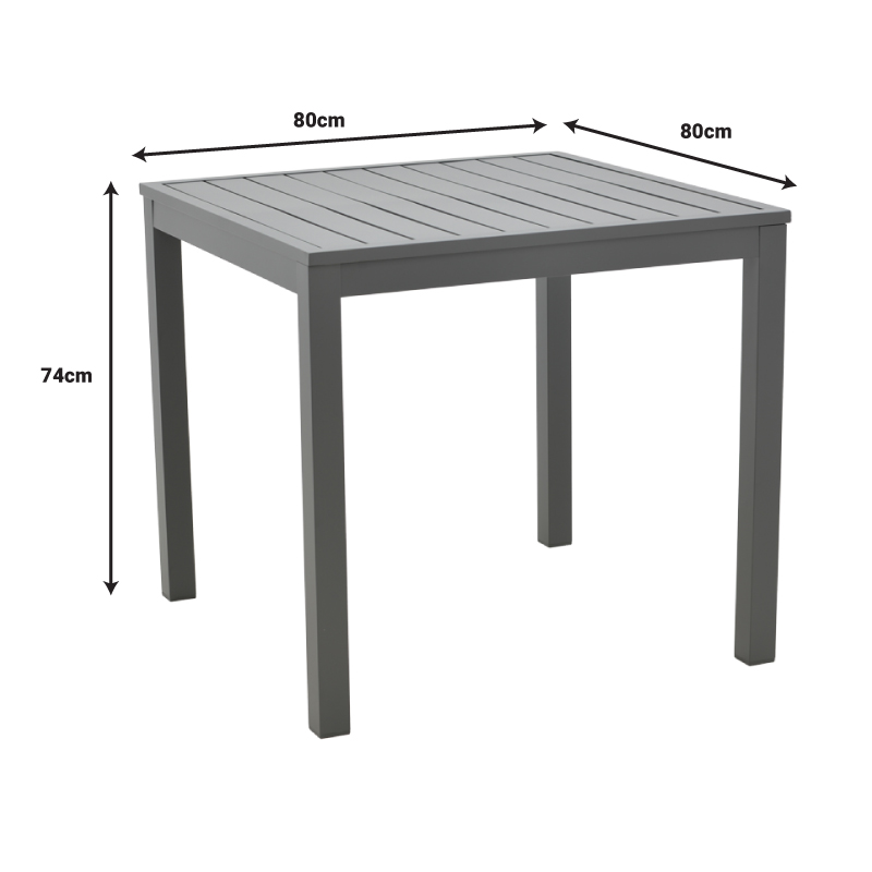 Kliton-Mabu dining table set of 3 pakoworld aluminum in anthracite shade 80x80x74cm