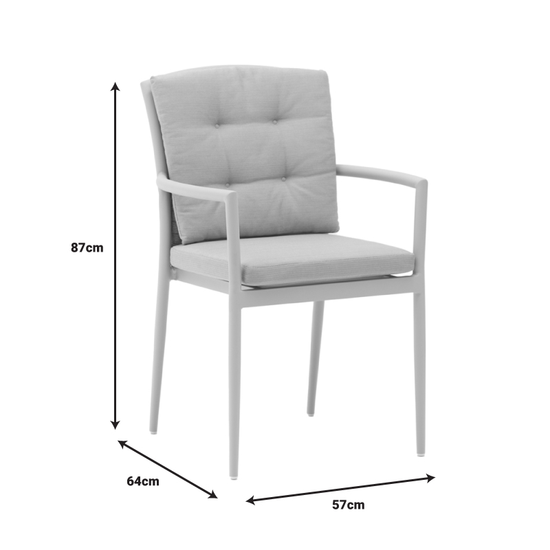 Kliton-Moritz dining table set of 5 pakoworld aluminum in white and gray shade 150x80x74cm