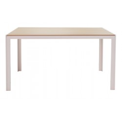 Dining table Nares-Norture A set of 5 pakoworld white aluminum and plywood in a natural shade 140x80x72.5cm