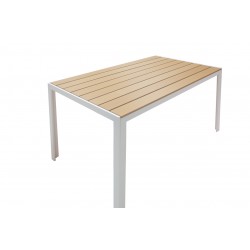 Dining table Nares-Norture A set of 5 pakoworld white aluminum and plywood in a natural shade 140x80x72.5cm