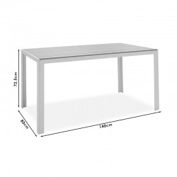 Dining table Nares-Norture A set of 5 pakoworld white aluminum and plywood in a natural shade 140x80x72.5cm