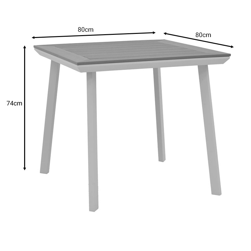 Dining table Synergy-Raven set of 3 pakoworld white aluminum and plywood in natural color 80x80x74cm