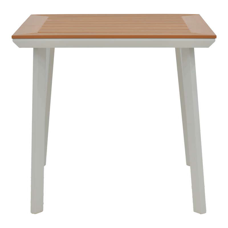 Dining table Synergy-Moritz set of 3 pakoworld white-grey aluminum and plywood in natural color 80x80x74cm