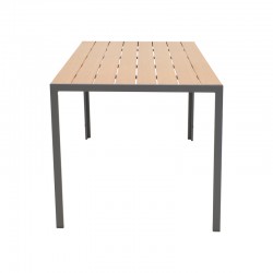 Dining table Nares-Pino C set of 5 pakoworld anthracite-black aluminum and plywood in natural color 140x80x72.5cm