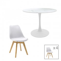 Gaston-Balou I pakoworld dining table set of 5 pp-mdf in white marble color D120x75cm