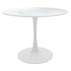 Gaston-Balou I pakoworld dining table set of 5 pp-mdf in white marble color D120x75cm