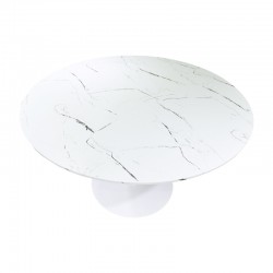 Gaston-Balou I pakoworld dining table set of 5 pp-mdf in white marble color D120x75cm