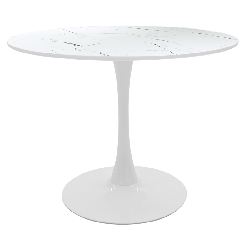 Ezra-Balou I pakoworld dining table set of 5 pp-mdf in white marble color D120x75cm